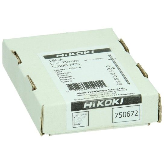 HIKOKI 5000 UN Prego Brad gauge 18, 1,2 x 20 mm, electrogalvanizado