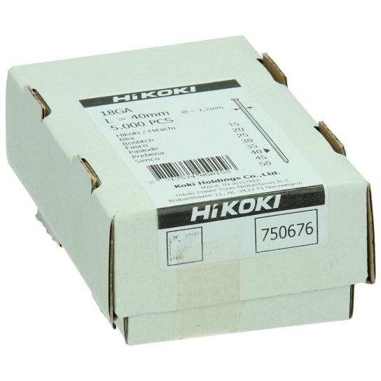 HIKOKI 5000 UN Prego Brad gauge 18, 1,2 x 40 mm, electrogalvanizado